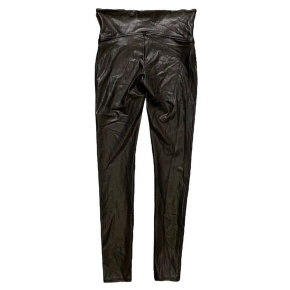 Spanx Black Faux Leather Full Length Pull On Leggings | Size Medium - Picture 3 of 6